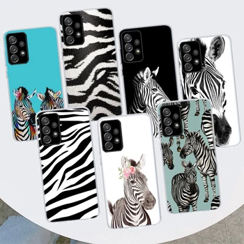 Zebra csíkos fekete fehér telefontok Samsung Galaxy A51 A71 A50 A70 A40 A30 A20E A10 A41 A31 A21S A11 A01 A6 A8 + A7 A9 Plus