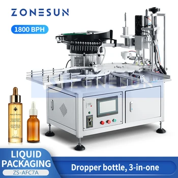 ZONESUN automatikus folyadéktöltő kupakoló gép mágneses szivattyú töltőanyag csepegtető palackok kupakadagoló kozmetikai csomagolás ZS-AFC7A