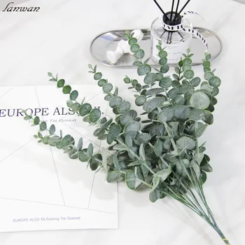 Zöld szimuláció Eucalipto egyetlen mesterséges eukaliptusz levél műnövény esküvői fotózáshoz Kellék lakberendezés