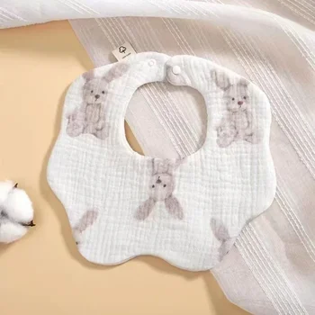 Új baba gézelőke mintával Újszülött hányásgátló tej Könnyen tisztítható Nyáladzás elleni elforgathatja szirom előkét